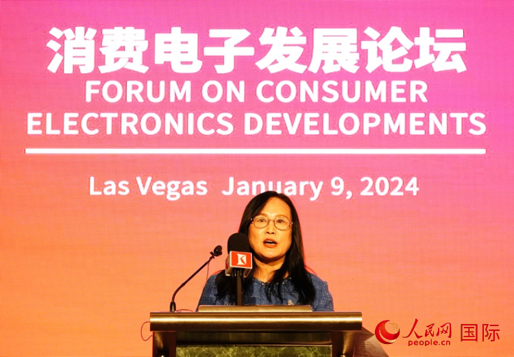 中國機(jī)電產(chǎn)品進(jìn)出口商會副會長劉春致辭。人民網(wǎng)記者 鄧圩攝