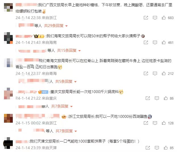 各地網(wǎng)友開始花式比拼文旅局長。 截圖自微博。