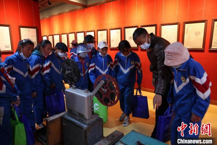 資料圖為玉樹市第四完小學(xué)生參觀鑄牢中華民族共同體意識(shí)主題展?！『F龍 攝