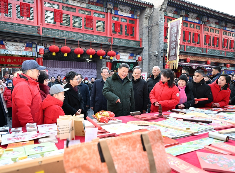 2024年2月1日，習近平總書記在天津古文化街考察。